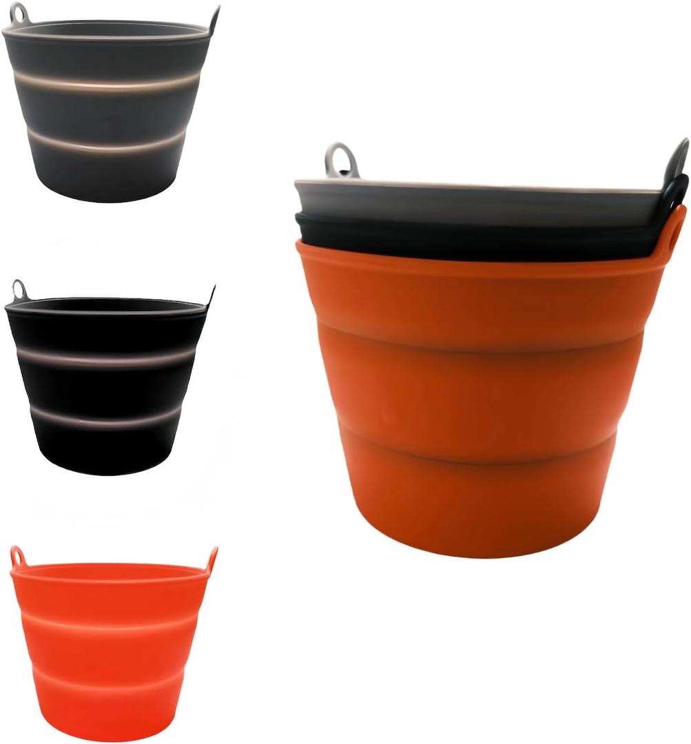 3PCS Pack Silicone Grease Drip Pan Bucket for Traeger Grill, Replacement Part, Temperature Resistant, Recycling, Multiple use (Orange+Black+Grey)