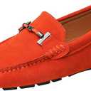 yldsgs Flat Loafer for Men Suede Leather Slip-on Dress Driving Moccasins Casual Boat Shoes Orange 10/44