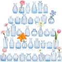 Glass Bud Vases in Bulk Set of 40, Blue Small Mini Vases for Flowers, Vintage Vase for Centepiece,Wedding, Table Decor, Baby Shower, Christmas, Home and Events
