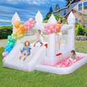 White Bounce House: Bounce House for Kids 3-6 with Blower, Slide, Ball Pit, (10FT X 10FT X 7FT) Bouncy Castle for Indoor Outdoor Birthday Party Wedding Decor, Jump House for Toddlers