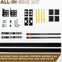 Trackless Sliding Ghost Door Kit, 59 in Concealed Barn Hardware | Trackless Concealed Glide, Nylon Silent Rollers, Dual-Wheel System, 176 Lb Load, Complete Hardware Set for Installation