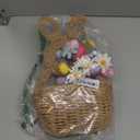 Thyle 15.7 Inch Easter Bunny Wicker Basket Door Decoration Rabbit Woven Basket Hanging Wreath for Front Door with Easter Tulips Egg Floral Decorations for Wall Indoor Outdoor Spring Home Decor