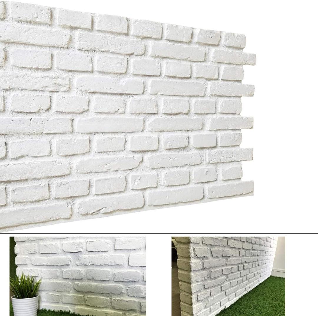 3D Wall Panels, Faux Brick Texture FRP Wall Paneling for Interior and Exterior Wall Decoration, Pack of 4 Tiles Realistic Brick Cladding 