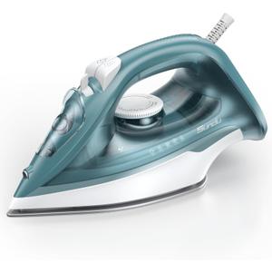 Burst steam Iron for Clothes - 1500W Iron with Ceramic Coated Soleplate, Rapid Heating, Self-Cleaning, Auto-Off, 11.84oz Water Tank, Precise Thermostat, Home Use Green