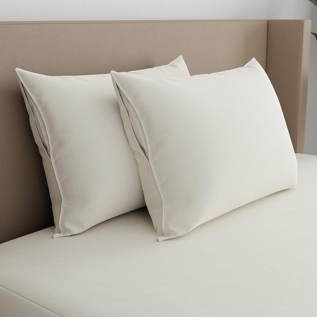 AllerEase Organically Grown Soft Cotton Allergy Defense Zippered Pillow Protector- King - 2 Pack