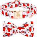 Elegant little tail Valentine's Dog Collar, Cute Pink Heart Pet Collars Soft Dog Puppy Collar Female or Male Adjustable Cotton Pet Collars with Bow for Small Medium Large Dogs (Medium (Pack of 1))