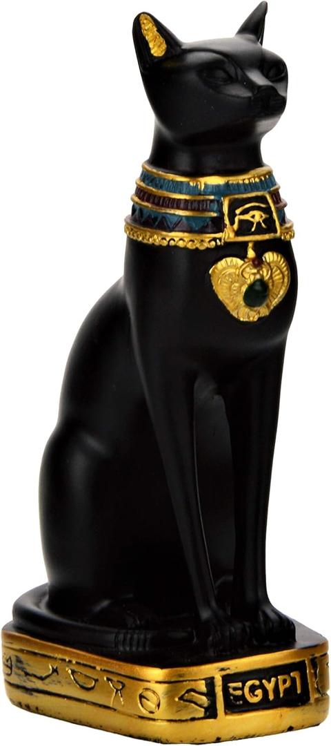 NileCart Egyptian Bastet Collectible Figurine The Black Cat Goddess Statue - Handmade in Egypt (Medium 5.4 inches Tall)
