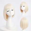 Short Platinum Blonde Straight Wig with Bangs Light Blonde Bob Wigs for Women Natural Looking 613 Blonde Synthetic Hair Heat Resistant Fiber Wig for Daily Party Cosplay (10 inch)