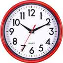 Bernhard Products Red Wall Clock 8" Retro Kitchen Silent Non-Ticking Quality Quartz Battery Operated Round Clock for Office Classroom Bedroom Bathroom Easy to Read (Candy Apple Red)
