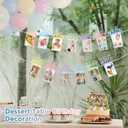 Buryeah Pastel 1st Birthday Photo Banner for Baby from Newborn to 12 Months, Macaron One Year Photo Banner with Frame First Birthday Party Decorations for Girl Monthly Milestones Garland