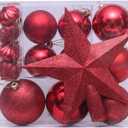 18pcs Christmas Balls Plating Balls Gift Box Tree Top Star Set Christmas Decorations (Size : Red)