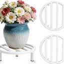 3 Pack 11.81 Inch Metal Plant Stands Outdoor,240 LBS Capacity,Single Plant Stand Indoor for 5-15 Inch Pots,Heavy Duty Flower Pot Stand Stool Riser,White