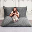 HABUTWAY 4 in 1 Bean Bag Chair, Giant Memory Foam Filling Bean Bag Sofa, Adult Bean Bag Chair, Machine Washable Faux Fur Cover, Bean Bag for Adult (Grey)