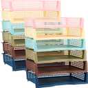 Weysat 12 Pcs Turn in Trays, Classroom Paper Tray, Morandi Tones, Wide