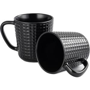 Large Coffee Mugs, 20 oz Ceramic Coffee Cups with Handle, Porcelain Big Tea Cups for Office and Home, for Latte Cocoa Dishwasher and Microwave Safe, 2PCS, Black