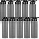 CHENGU 10 Pcs Aluminum Water Bottle 24oz Aluminum Reusable Bottles Lightweight Snap Lid Sports Water Multipack Easy Carry Leak Proof Travel for Gym Camping Hiking Outdoor Fishing (Gray)