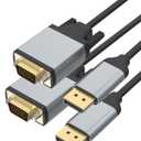 Foboiu DisplayPort to VGA Cable 3 Feet 2 Pack, DP Display Port to VGA Adapter Male to Male Monitor Cables Gold-Plated Cord Aluminium HD 1080P for for Computer, Monitor, TV, Projector