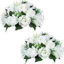 NUPTIO Pcs of 2 Fake Flower Ball Arrangement Bouquet, 15 Heads Plastic Roses with Base, Suitable for Our Store's Wedding Centerpiece Flower Rack for Parties Valentine's Day Home Décor