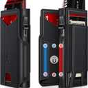 Wallet for Men Wallet with Slim Pop Up Card Holder 9-13 Cards, Bifold Minimalist Smart Wallet RFID Blocking Credit Card Holder with ID Window & Stretchable Cash Slot Compact Metal Aluminum Card Case (Black)