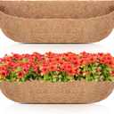 HFHOME 2 Packs 30 Inch Coco Liners for planters, 30" Trough Coconut Planter Hanging Basket Liners Replacement for Window Box Hanging Trough Planter