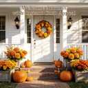 24 Bundles Artificial Fall Mums, UV Resistant Faux Chrysanthemum Flowers for Outdoor Planters, Front Porch,Garden,Window Boxes & Thanksgiving Decor,Orange