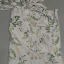 JINCHAN Linen Kitchen Curtain Floral Printed Tier Curtain 36 Inch Farmhouse Cafe Tie Top Botanic Small Window Drape for Farmhouse Cottagecore Laundry Bathroom Living Room Light Filtering 1 Panel Green