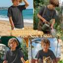 Boys Short Sleeve Crew Neck Shirt | 5-16 Y, Soft Fabric, Loose Fit, Crew Neck, Short Sleeves, Solid Color, Summer School And Daily Wear (Gray)