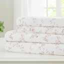 Modern Threads Silky Soft Microfiber and Wrinkle Free Sheets - Luxurious Microfiber Bed Sheets Includes Flat Sheet, Fitted Sheet with Deep Pockets, & Pillowcases Kashmir Rose Clay, Queen (21 Floral Clay)