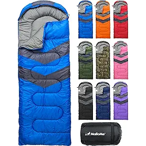 MalloMe Sleeping Bags for Adults Cold Weather & Warm - Backpacking Camping Sleeping Bag for Kids 10-12, Girls, Boys - Lightweight Compact Camping Essentials Gear Accessories Hiking Sleep Must Haves