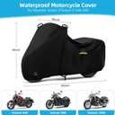 Motorcycle Cover Waterproof for Kawasaki Vulcan S 650/900/1500, Heavy Duty Outdoor Sun UV Rain Dust All Weather Protection Motorbike Cover with Soft Cotton Lining & Lock Hole-Black
