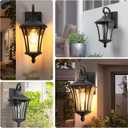 YSN 16'' Outdoor Wall Lights 2 Packs, Black Exterior Lighting Fixture Outdoor Sconce Lights, Waterproof Outside Lights for House with E26 Socket, Outdoor Lanterns for Porch, Garage, Farmhouse