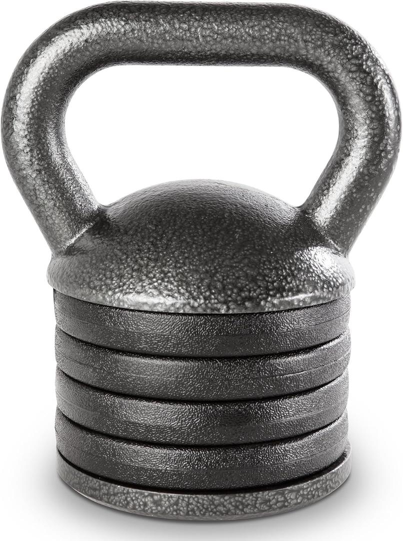 Apex 20lb Adjustable Cast Iron Kettlebell Handle, Compatible with 1” Weight Plates, Up to 50lb Load Capacity for Strength Training, Weightlifting, Home Workouts