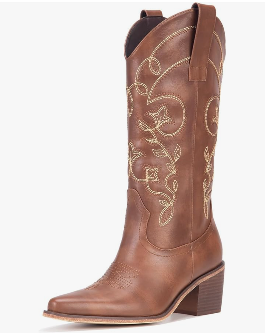 Cowboy Boots for Women Wide Calf - Cowgirl Boots with Pointed Toe and Chunky Heel for All-Day Comfort | Perfect for Country Music Festivals & Daily Wear