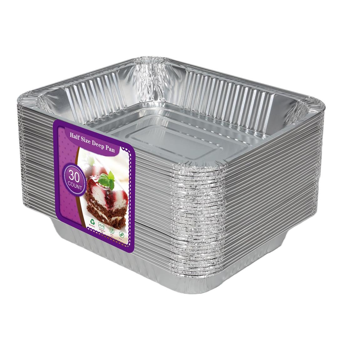 Aluminum Foil Pans Half Size 9x13, Disposable Aluminum Pans Large Baking Pan Trays-Heavy Duty Foil Pans Roasting, Cooking, Heating or Steam (30 pans without lids)