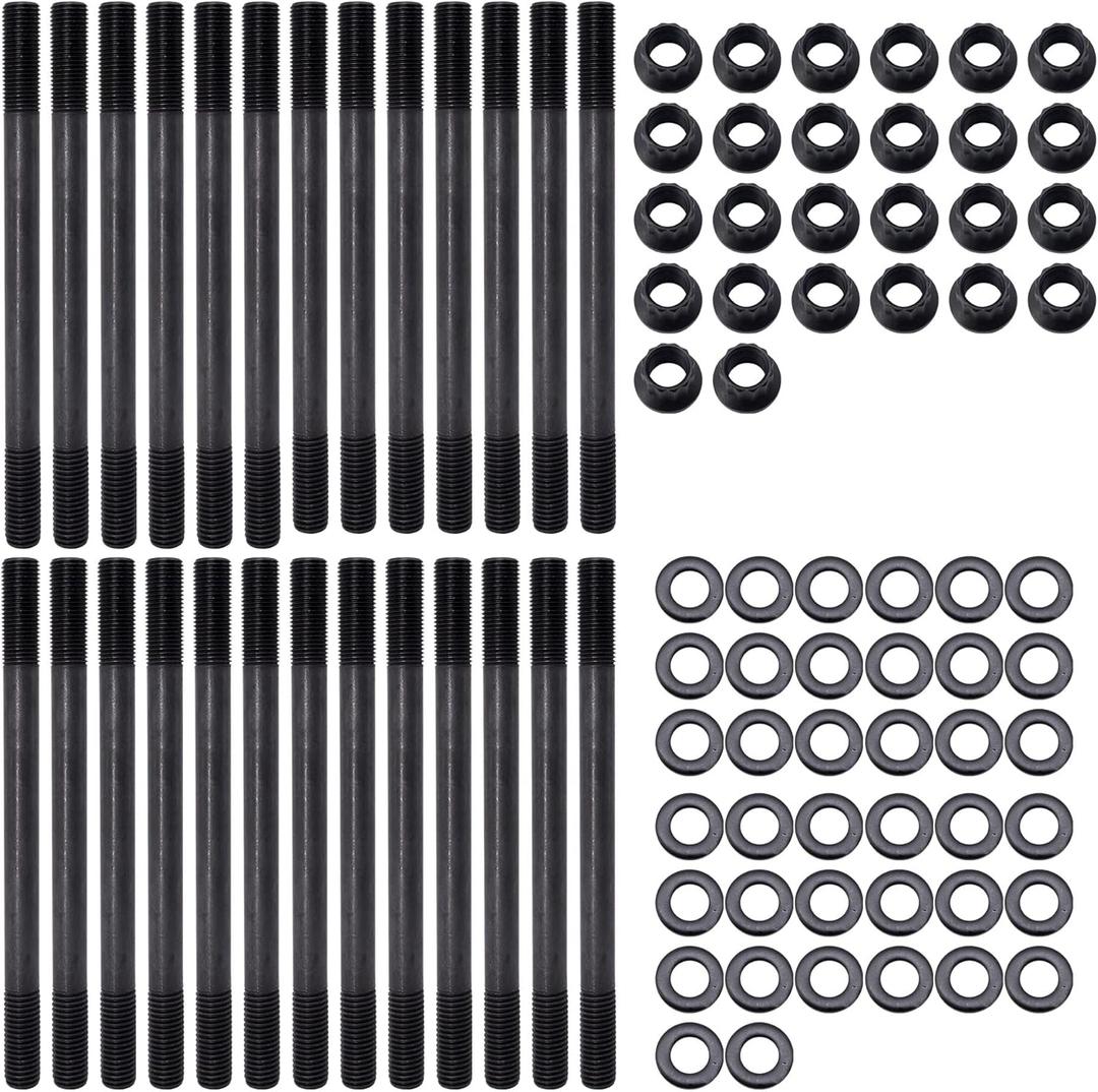 HiSport Cylinder Gasket Head Stud Bolt Kit 247-4202 - Compatible with Ram 2500 3500 Dodge Ram 2500 Ram 2500 Ram 3500 Ram 3500 1998-2022 5.9L 6.7L 24V Diesel 12-Point