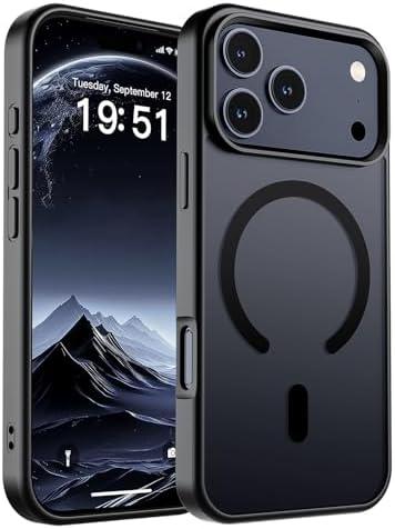 SUPFINE Magnetic for iPhone 17 Pro Case (Compatible with MagSafe)(Military Grade Drop Protection) Translucent Matte Shockproof with Anti-Fingerprint Phone Cover,Black