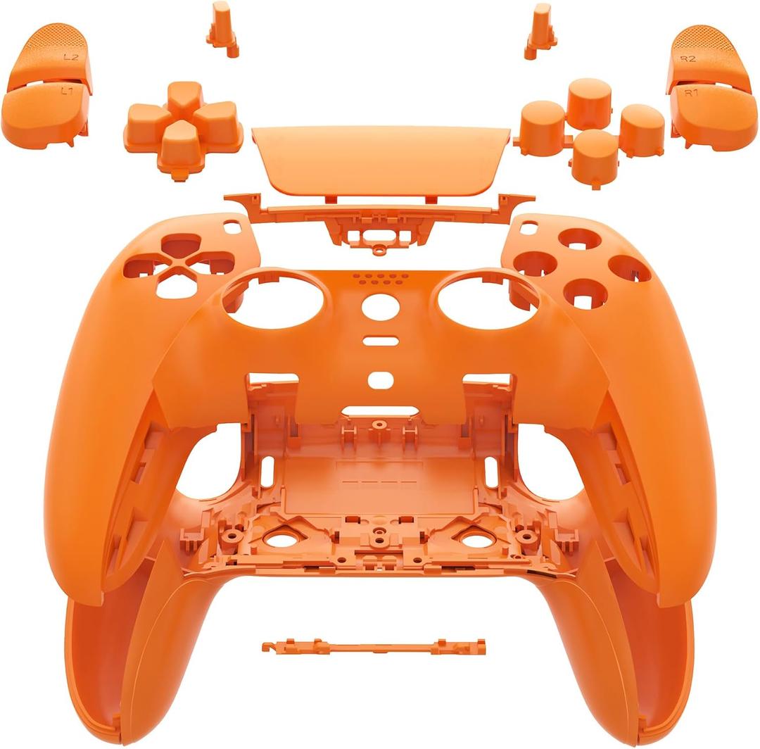 eXtremeRate Full Set Shell with Buttons Touchpad Cover Compatible with ps5 Edge Controller, Royal Orange Custom Replacement Decorative Trim Shell Front Back Plates Compatible with ps5 Edge Controller
