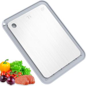 Titanium Cutting Board, 100% Pure Titanium Cutting Boards for Kitchen, Double-Sided Food-Grade Chopping Board for Meat, Vegetables & Fruits, Dishwasher-Friendly (13.75''X9.83'')