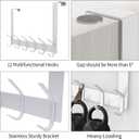 DOKU Over The Door Hook, Heavy Duty Over Door Hanger Holder for Coat Robe Hat Clothe Towels Hanging, Bathroom Organizer Towel Rack 12 Hooks, White