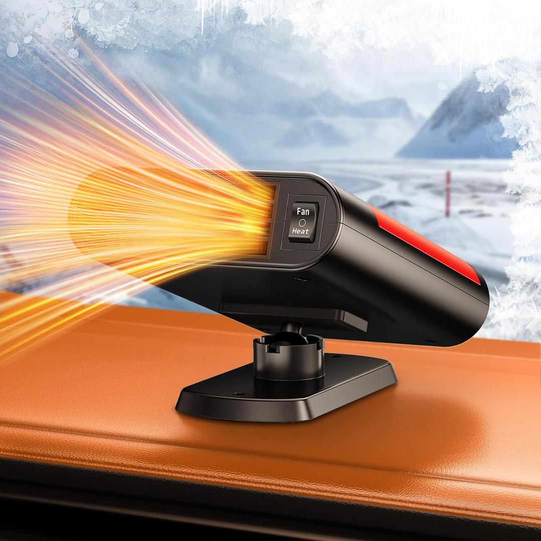 Car Heater, 12V Portable Heater Plug in Heating and Cooling Fans, Car Small Defroster Windshield Window Heaters, 360Rotation Fast Heating Winter Defogger Defrost Accessories for Truck Van SUV