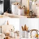LE TAUCI Utensil Holder for Kitchen Counter - 6.9"+5.3" Ceramic Kitchen Utensil Holder Set of 2, Large Cooking Utensil Crock & Organizer for Spatula, Spoon - Embossed Kitchen Decor, White,Bee