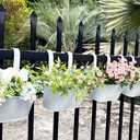 10" Hanging Flower Pots, Pack of 8 White Metal Outdoor Patio Balcony Planter, Railing Planters Fence Pot with Detachable Hook & Drainage Hole for Small Plants (White, 8Pcs)