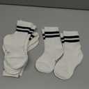 Haloumoning Boys Striped Crew Socks 6 Pairs Kids Cushioned Uniform Casual Athletic Soft Cotton Socks small