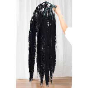 5Pcs Black Dried Amaranthus Hanging Flowers - 23" Real Preserved Dried Flowers for Halloween Garlands, Wedding Arch Flowers, Black Wisteria Flowers Arrangement, Unique Wall Hanging Decor
