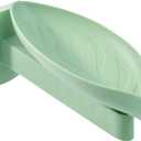 Leaf-Shaped Wall-Mounted Soap Holder with 3 Adjustable Drainage Positions & 180 Rotating Tray  Heavy-Duty Adhesive Backing, Space-Saving Soap Holder for Showers, Sinks, Green