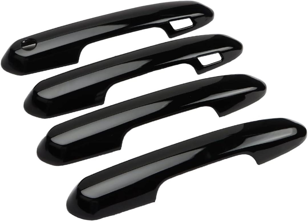 Exterior Door Handle Cover Compatible for 2019-2022 2023 2024 2025 Toyota Rav4 Accessories for Highlander 2024 2023 2022-2020 Handle Protectors with 4 Holes fo Auto Sensors (Glossy Black)