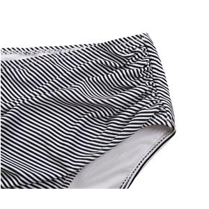 Women's Striped Bikini Strappy High Waist Bottom One Pieces Swimwear Bikini,  Black Large