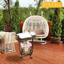 Cinnvoice Outdoor Side Table Round Small Mosaic Patio Accent Indoor End Plant Coffee Tea Table for Yard Patio Porch Garden Living Room, Bedroom(Tree Style,14 Inch)