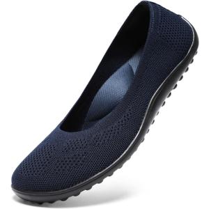 KBZone Women's Flats Slip on Ballet Flats Wide Toe Box Comfortable Walking Shoes (8.5 Wide, Dark Blue)
