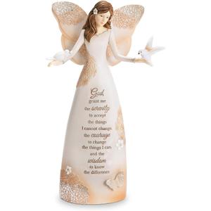 Pavilion Gift Company 19105 Serenity Angel Figurine, 9", Silver,white